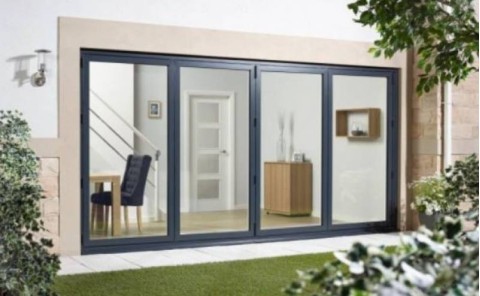 14ft (4200mm) Grey Aluminium Bifold 4 Door Set Left Folding Image
