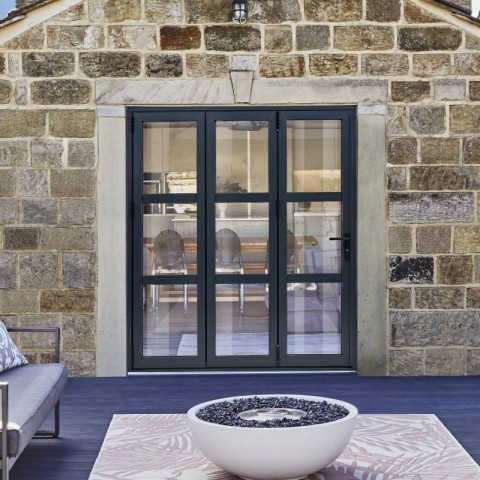 1800mm Grey Aluminium Heritage Bifold Doors | 3 Door Left Folding Image