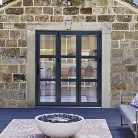 1800mm Grey Aluminium Heritage Bifold Doors | 3 Door Right Folding Image