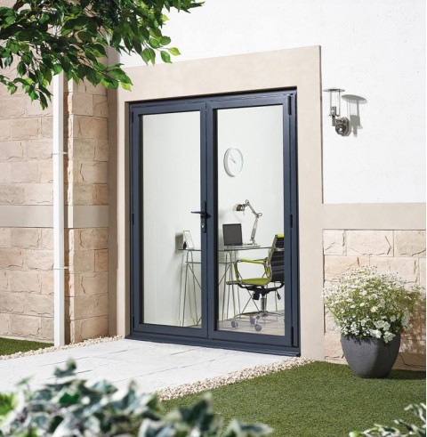 1200mm Grey Aluminium French Doors Image