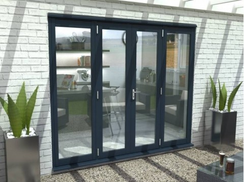 Anthracite Grey French Doors 2400mm (8ft) 54mm Thick - 1200mm French Pair with 2x 600mm Side Lights Image
