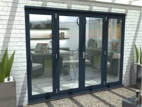 Anthracite Grey French Doors 2400mm (8ft) 54mm Thick - 1500mm French Pair with 2x 450mm Side Lights Image