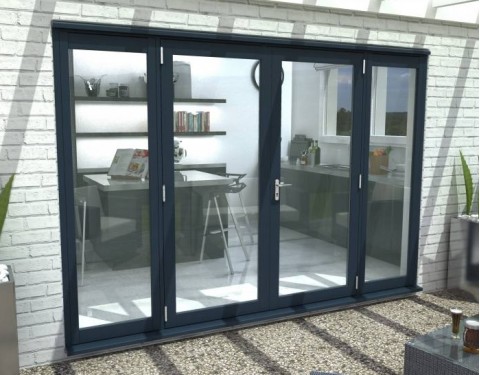 Anthracite Grey French Doors 2700mm (9ft) 54mm Thick - 1800mm French Pair with 2x 450mm Side Lights Image