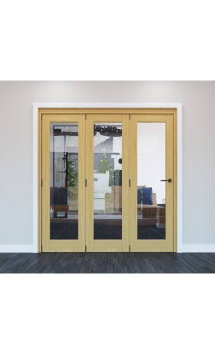 Internal Oak Bifold Pattern 10 Roomfold Grande 2132mm (w) x 2060mm (h) Clear Glass - 3 Door Image