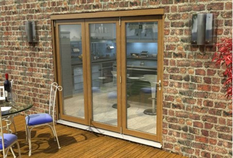 Solid Oak Bifold Doors 2400mm (8ft) Unfinished Part Q 54mm Thick Image