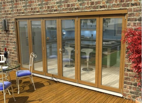 Solid Oak Bifold Doors 4200mm (14ft) Unfinished Part Q 54mm Thick - 3+3 Image