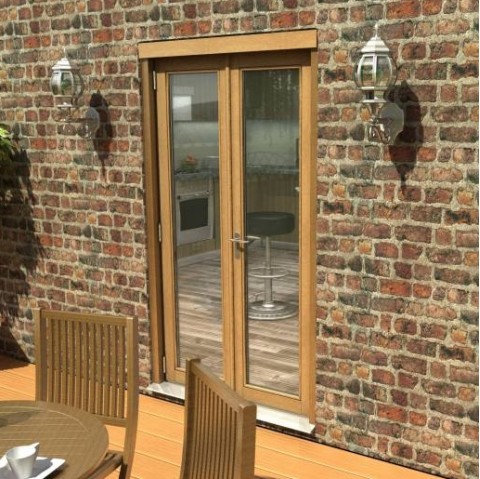 Solid Oak French Doors 1200mm (4ft) Unfinished Part Q 54mm Thick Image