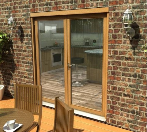 Solid Oak French Doors 1800mm (6ft) Unfinished Part Q 54mm Thick Image
