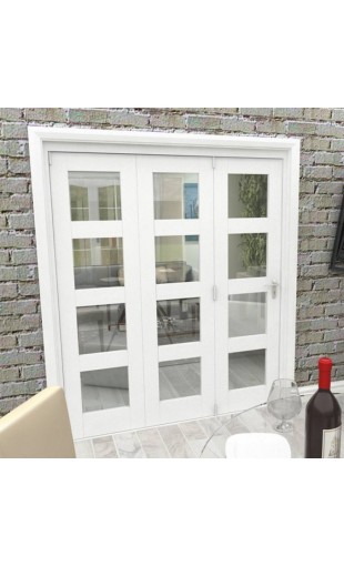 Internal White Bifold 4 Light Roomfold 1673mm (w) x 2068mm (h) Clear Glass - 3 Door Image