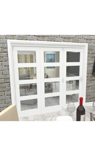 Internal White Bifold 4 Light Roomfold 2132mm (w) x 2068mm (h) Clear Glass - 3 Door Image