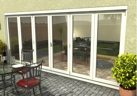 White Finished Timber Bifold Door Set 4800mm (16ft) 54mm Thick 3+3 Image