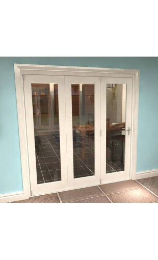 Internal White Bifold Pattern 10 Roomfold 2132mm (w) x 2068mm (h) Clear Glass - 3 Door Image