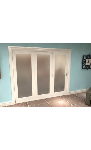 Internal White Bifold Pattern 10 Roomfold 2360mm (w) x 2068mm (h) Frosted Glass - 3 Door Image