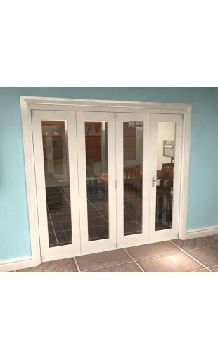 Internal White Bifold Pattern 10 Roomfold 2209mm (w) x 2068mm (h) Clear Glass - 4 Door Image