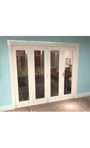 Internal White Bifold Pattern 10 Roomfold 2370mm (w) x 2068mm (h) Clear Glass - 4 Door Image